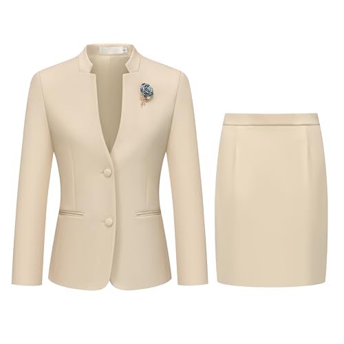 Women's 2 Piece Suit Skirt Set Business Office Work Blazer Jackets and Pencil Skirt with Slit