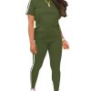 Women's 2 Piece Outfits Sweatsuit Summer Workout Striped Short Sleeve Long Sweatpants Casual Jogging Lounge Set