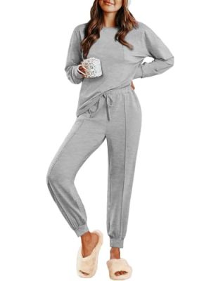 Lounge Sets for Women 2 Piece Jogger Pajama Long Sleeve Pants Loungewear Sweatsuits Casual Matching Outfits