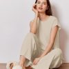 Lounge Sets for Women Two Piece Outfits Knit Cap Sleeve Tops Wide Leg Pleated Pants Casual Dressy Sweater Sets