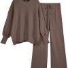 Women 2 Piece Outfits Sweatsuit Oversized Knit Pullover Sweater Tops Wide Leg Pants Lounge Set