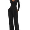 Women's 2 Piece Lounge Fall Outfits Sets Warp V Neck Short/Long Sleeve Shirts and Wide Leg Pants Casual Matching Sets