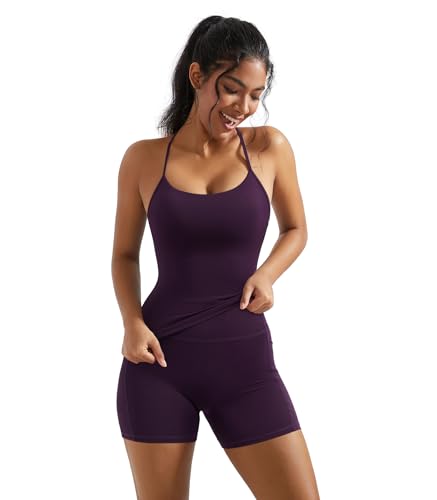 2 Piece Workout Sets for Women Padded Sports Bra Tank Booty Gym Shorts with Pockets