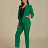 Pant Suits for Women Dressy 2 Piece Business Casual Outfits 3/4 Sleeve Blazer Straight Leg Pant Sets Office Work