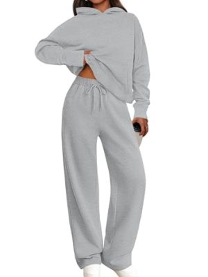 Women's 2 Piece Outfits Fall Sweatsuits Oversized Hoodies Wide Leg Sweatpants Tracksuits Lounge Matching Sets