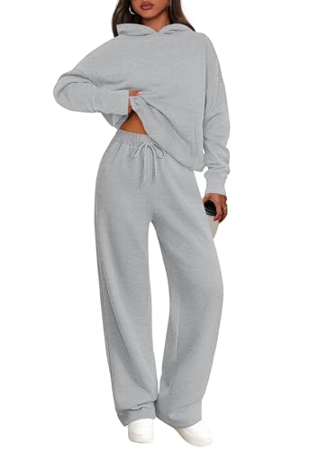 Women's 2 Piece Outfits Fall Sweatsuits Oversized Hoodies Wide Leg Sweatpants Tracksuits Lounge Matching Sets