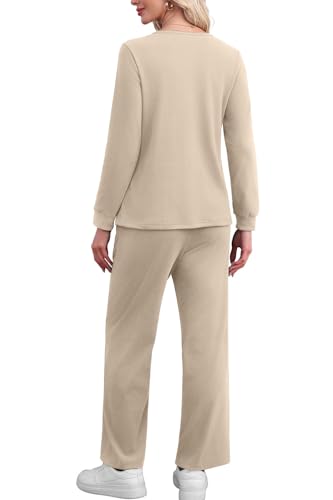 Lounge Sets for Women Two Piece Outfits Button Down Sweatsuit Sweatpant with Pockets Fall Fashion 2025