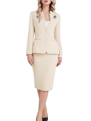 Women's 2 Piece Suit Skirt Set Business Office Work Blazer Jackets and Pencil Skirt with Slit