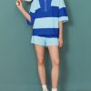 Womens 2 Piece Outfits Summer Striped Sweatshirt Workout Shorts Sets Matching Lounge Set Tracksuits