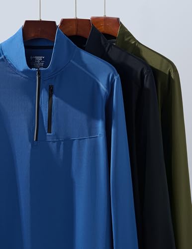 3-Pack Men’s Quarter-Zip Pullover Lightweight Long Sleeve Athletic Jackets Performance Workout Running Shirts
