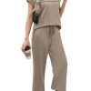 Two Piece Sets for Women Summer Travel Vacation Outfits Cap Sleeve Lounge Matching Sets Wide Leg Pants S-3XL