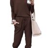 Women Fall 2 Piece Lounge Outfit Long Sleeve Tops High Waisted Jogger Pants Set Spring Travel Clothes Tracksuit