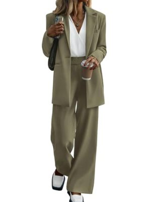 Women's Two Piece Outfits Dressy Blazer Jacket Wide Leg Pants 2025 Fall Business Casual Office Work Suit Sets