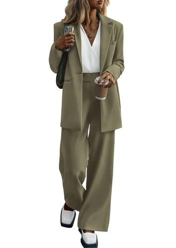 Women's Two Piece Outfits Dressy Blazer Jacket Wide Leg Pants 2025 Fall Business Casual Office Work Suit Sets