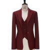 Business Women Suit Set 3 Pieces Notch Lapel Single Breasted Vest for Office Work Lady Suits (Blazer+Vest+Pants)
