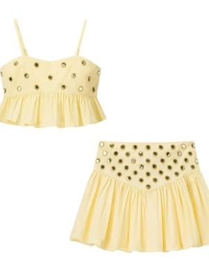 Women's European and American 2-Piece Set Niche Design Camisole and High Waist Mini Skirt