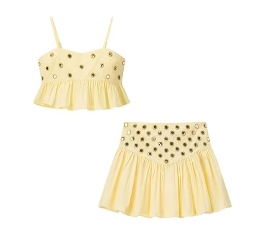 Women's European and American 2-Piece Set Niche Design Camisole and High Waist Mini Skirt