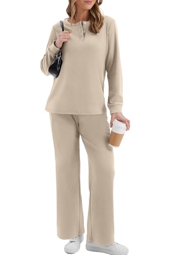 Lounge Sets for Women Two Piece Outfits Button Down Sweatsuit Sweatpant with Pockets Fall Fashion 2025