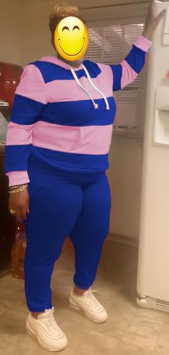 Womens 2 Piece Tracksuit Long Sleeve Warm Up Outfit Patchwork Pants Set