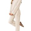 Womens Sets 2 Piece Outfits Matching Lounge Set Cozy Knit Pajamas Oversized Loungewear Fall Winter Clothes S-2XL