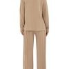 Women's Fall 2 Piece Sweater Set Long Sleeve Knit Pullover Tops High Waist Pleated Wide Leg Pants Lounge Sets