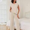 Lounge Sets for Women Two Piece Outfits Knit Cap Sleeve Tops Wide Leg Pleated Pants Casual Dressy Sweater Sets