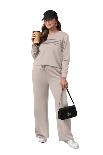 Women's 2 Piece Sets Sweatshirt Casual Travel Outfits Lounge Wide Leg Tracksuit Cozy Sweatsuits Fashion 2025
