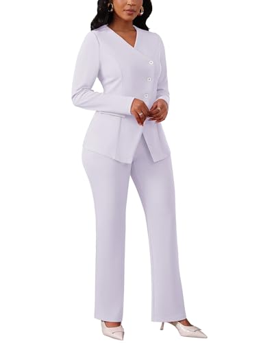 Pant Suits for Women Dressy Long Sleeve Blazer Jackets and High Waisted Wide Leg Pants Sets 2 Piece Work Outfit 2025