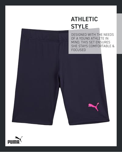 Girls' Active Shorts Set - 3 Piece Performance T-Shirt, Tank Top, Bike Shorts - Summer Athletic Outfit for Girls (7-14)