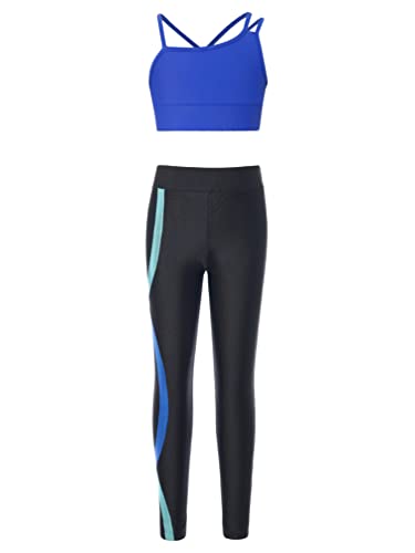 Kids Girls Two Piece Crop Tops and Athletic Leggings Activvewear Set Gymnastics Workout Dance Outfits Tracksuit