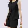 Women's Summer 2 Piece Outfits High Waisted Short Sets Crewneck Button Down Vest Business Work Blazer Suit