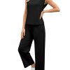Two Piece Sets for Women Casual Travel Vacation Outfits Summer Wide Leg Crop Pants Lounge Sets