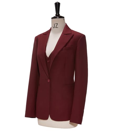 Business Women Suit Set 3 Pieces Notch Lapel Single Breasted Vest for Office Work Lady Suits (Blazer+Vest+Pants)