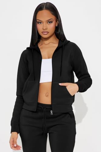 Women 2 Piece Outfits Sweatsuit Long Sleeve Zip-Up Hoodie Fall Winter Casual Jogger Sweatsuit Sets with Pocket