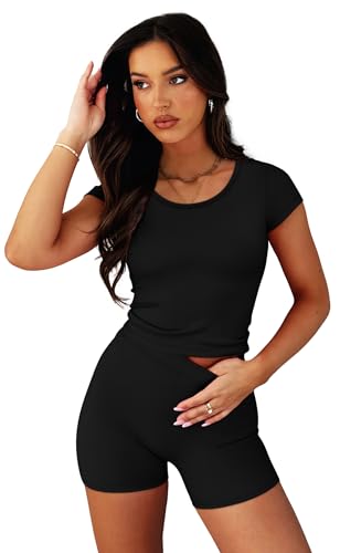 Two Piece Sets for Women Summer Short Workout Sets Beach Vacation Clothes Fashion Matching Clothing