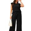 Two Piece Sets for Women Casual Travel Vacation Outfits Summer Wide Leg Crop Pants Lounge Sets