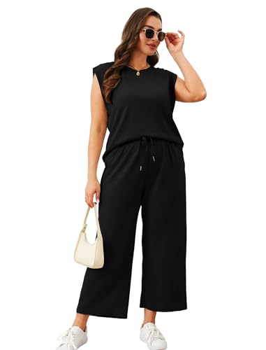 Two Piece Sets for Women Casual Travel Vacation Outfits Summer Wide Leg Crop Pants Lounge Sets