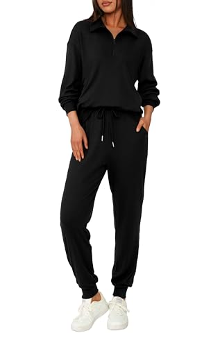 Women's 2 Piece Tracksuit Fall Outfits 2025 Long Sleeve Half Zip Sweatshirt Sweatpants Lounge Set Sweatsuits