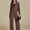 Suits for Women 2 Piece Sets Business Casual Outfits Dressy Cropped Blazer Wide Leg Pants Suit Office Work