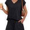 2 Piece V Neck Cap Sleeve Shirt and Shorts Set Womens Matching Summer Lounge Sets