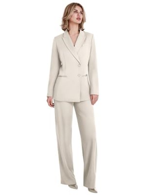 Women's 2 Piece Suit Two Button Business Casual Office Work Outfits Dressy Blazer Wide Leg Pants Set
