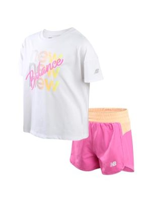 Girls Athletic Shorts Set - 2 Piece Active Short Sleeve Shirt and Running Shorts Girls' Activewear Set (7-16)