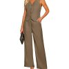 Pant Suits for Women Dressy Casual 2 Piece Sets Sleeveless Blazer Vest with High Rise Wide Leg Pants Work Office