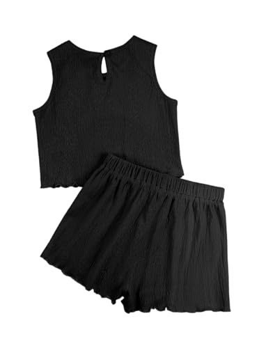 Girls' Summer 2 Piece Outfits Sleeveless Tank Tops and Wide Leg Shorts Sets