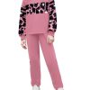 Girls Clothes Leopard Patchwork Sweatshirt Elastic Waist Sweatpants with Pockets 2PCs Girls' Clothing Sets