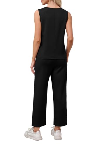 Two Piece Sets for Women Casual Travel Vacation Outfits Summer Wide Leg Pants Lounge Sets