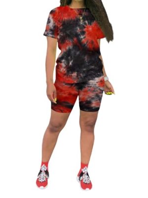 Women's 2 Piece Casual Fashion Sports Solid Color Suit short Sleeve top and Pants Set Sweatshirt