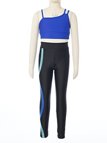 Kids Girls Two Piece Crop Tops and Athletic Leggings Activvewear Set Gymnastics Workout Dance Outfits Tracksuit