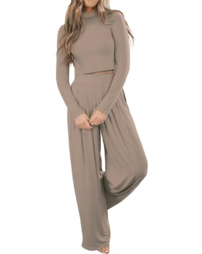 womenss Fall Fashion Lounge Sets Pajama Two Piece Cropped Pullover Jammies Outfits Casual Loungewear