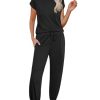 Pajamas for women 2 Piece Lounge Set Cap Sleeve Sleepwear Joggers Pants Pjs with Pockets S-XXL